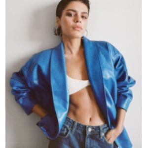 Nasty Gal Oversized Faux Leather Wrap Jacket